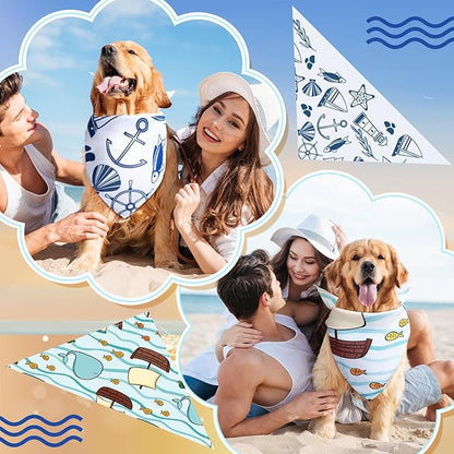 100 Pcs Ocean Dog Bandanas Bulk Pet Bibs Colorful Triangle Pet Ocean Scarf Bandanas for Medium Large Dogs Birthday Summer Beach Holiday Costume Decor