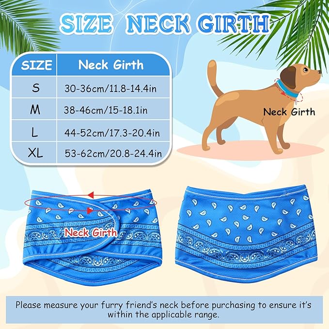 Talltalk 5 Pieces Dog Cooling Bandanas Neck Wraps Ice Scarf Pet Dog Cooling Collar Hunting Training Hiking Camping Accessories for Summer (Paisley,XL)
