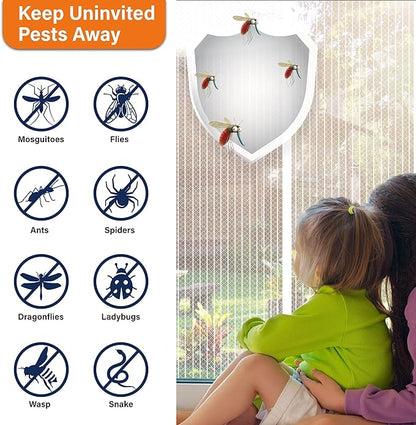 Magnetic Screen Door，Screen Door Mesh，Keep Bugs Out, Heavy-Duty Mesh Curtain,Pet and Kid Friendly, Works with Front Doors, Sliding Doors（38x82 Inch White