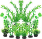 AQUANEAT Artificial Fish Tank Plants, Plastic Aquarium Decorations, Green Accessories, 10pcs