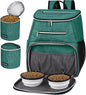 BAGLHER丨Dog Travel Bag Backpack, Airline Approved Pet Supplies Backpack, Dog Travel Bag with 2 Silicone Collapsible Bowls and 2 Food Baskets Green