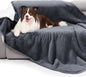 gogobunny Waterproof Bed Blanket, Reversible Sherpa Fleece Throw Blanket for Dog Puppy Cat, Furniture Cover Protects Bed Couch Sofa from Liquid Pee and Pet Fur (Dark Grey, 90x90 inches)