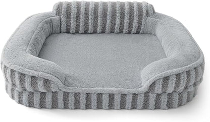 LE SURE Cute Dog Bed Medium Size Dog, Orthopedic Waterproof Medium Pet Beds with Sides, High Back Non-Slip Bottom and Egg-Crate Foam Pet Couch Sofa with Washable Removable Cover, Grey
