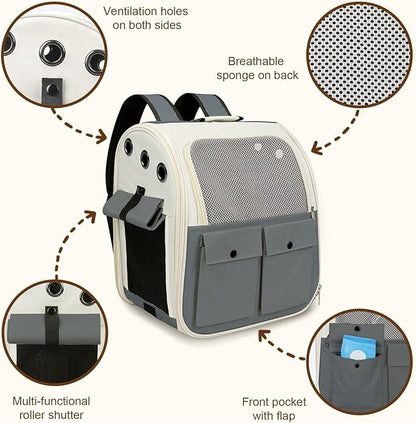Airline Approved Cat Carrier Backpack - Ventilated Breathable Mesh for Small Dogs & Cats (15lbs), Soft Sided Dog Backpack for Hiking, Camping, Travel & Vet Visits with Padded Straps (Grey)