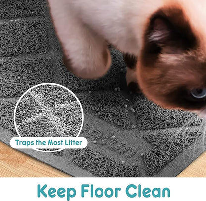 Cat Litter Mat Litter Trapping Mat, 47" x 35" Premium Durable PVC Grid Mesh with Scatter Control, Non-slip, Less Waste Cat Litter Box Mat, Soft on Kitty’s Paws, Urine Waterproof