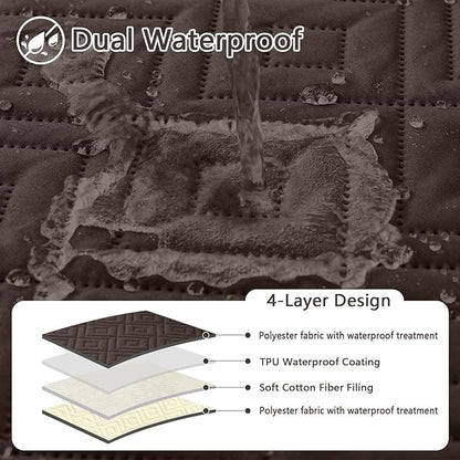 hyha Waterproof Dog Blanket, Soft Dog Bed Cover Pet Blankets, Waterproof Sofa Couch Cover for Dogs Washable, Reversible Pet Couch Covers for Sofa Furniture (40x80 Inch, Chocolate/Beige)