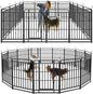 Heavy Duty Dog Playpen: 16 Steel Panels 40" Height, Square Steel Pipe with Reinforced Crossbars, 36FT 103 Sq.ft Portable Fence for Yard RV Camping, Snowy Black