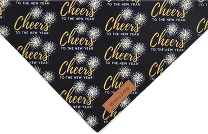 Realeaf New Year Dog Bandanas 2 Pack, Cheers to The New Year Dog Scarf for Boy and Girl, Premium Durable Fabric, Holiday Bandana for Large and Extra Large Dogs Cats Pets (X-Large)