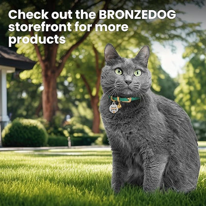 BRONZEDOG Leather Cat Collar with Removable Bells Non Breakaway Kitten QR Tag for Girl Boy (7" - 9" for Cats, Purple & Gold) (Pack of 2)