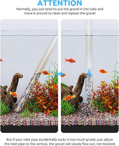 SEAOURA Aquarium Siphon Pump Gravel Cleaner, Fish Tank Vacuum Gravels Cleaning Kit, Manual Water Changer with Air Push Button, Aquariums Sand Clean Set, Hose for Suck Manure Wash Sand