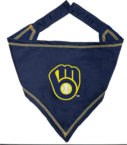 Pets First Milwaukee Brewers TIE Bandana, Small/Medium. Dog Bandana Scarf Bib for Pet Cat Dog. The Ultimate Game-Day, Party Bandana, Birthday Event