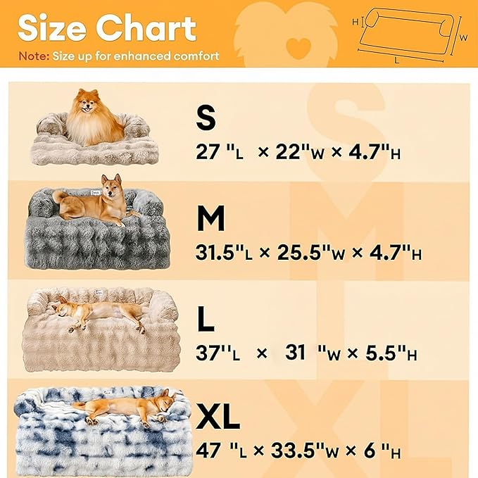 FUNNY FUZZY Pet Fluffy Fuzzy Couch Cover, Calming Washable Dog Bed Sofa Protector Pets Mat for Small Medium Dogs and Cats (Coffee,33.45 × 28.35 × 5.51 in)