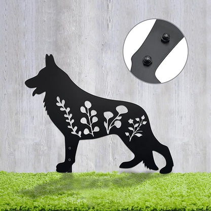 German Shepherd Garden Stake - Handcrafted Outdoor Decor for Dog Lovers, Durable Yard Art Statue