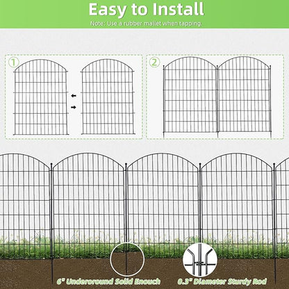 Decorative Garden Fence 40in (H) x 30in (W), 10 Pack No Dig Fence Animal Barrier for Dog with Lock, Arched Flower Bed Edging, Wire Border Panel Fencing for Yard Patio Outdoor Decor