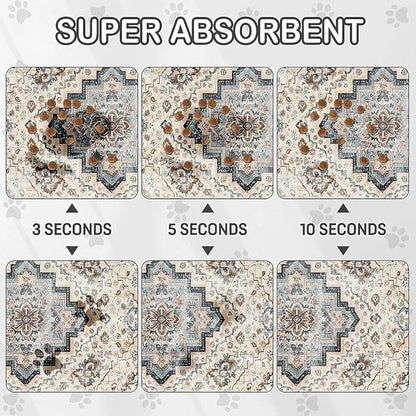 Dog Food Mat for Pet Cat Food Mat, Boho Absorbent Quick Dry Dog Bowl Mats for Food and Water, Non-Slip Cat Pet Feeding Mats for Floor Placemats 12"x20"