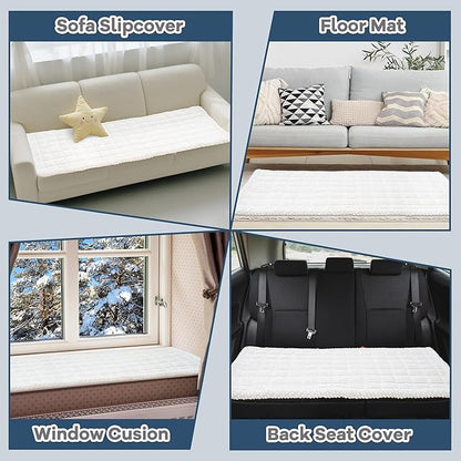 Washable Dog Couch Cover Protector, Non Slip Dog Bed Mat Machine Washable Large Blanket for Dogs, Pet Couches Covers for Sofa (Cream, 27.6 * 82.7 '')