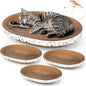 3 Pack Oval Cardboard Cat Scratcher & Lounger Bed, High-Density Cat Scratching Board & Lounge Bed, Ergonomic Scratch Pads for Indoor Cats Claws Care, Furniture Couch Protector from Cat Claws