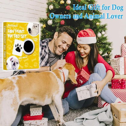 Nabance Inkless Paw Print Kit for Dogs, Cats with 2-Pcs Round Ink Pad & 2 Paper Frame, Clean Touch Dog Nose & Baby Handprint Kit, Pet Paw Print Impression Kit, Keepsake Gifts for Pet Lovers, New Moms