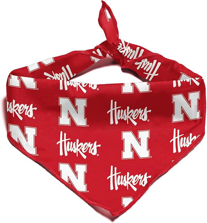 Nebraska Cornhuskers Officially Licensed Bandana for Dogs and Cats | Fits Pets Great Gift Idea | Easy-to-Tie (Large, 28")