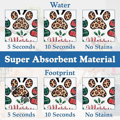 Dog Christmas Dog Food Mat–Christmas Stocking Absorbent Quick Dry Feeding Placemat for Food and Water Bowls, Non Slip Rubber Backing, Waterproof Pet Supplies for Mess-Free Eating 16"x24"