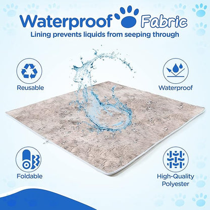 PupProtector Waterproof Throw Blanket for Dogs and Cats, Pet Blanket Cover for Couches, Sofas, Beds, Car Seats, Furniture, Calming Soft Faux Fur, Grey, Original (60" L x 50" W)