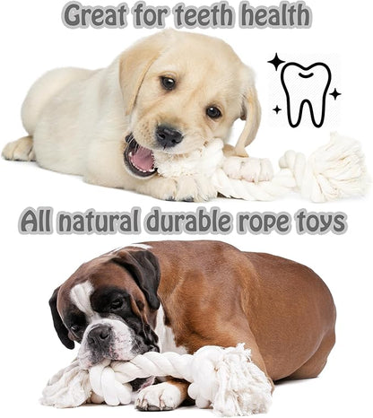 Barida Pet Supplies 100% Natural Cotton Rope Dog Toys, Premium White Cotton Dog Chew Toys, Puppy Chew Ropes for Teething, Tough Ropes for Puppy, Small and Medium Dogs