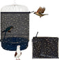 Bird Cage Seed Catcher, 45-90'' Adjustable Bird Cage Cover, Universal Nylon Bird Cage Mesh Net, Bird Cage Skirt Guard Accessories for Parrot Parakeet Macaw Round Square Cage (Black)