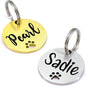 Ultra Joys Dog Tags Personalized for Pets - Hollow Paw Custom Pet ID Tag - Engraved Dog Tag for Small, Large Dogs - Large Round in Silver