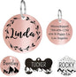Ultra Joys Personalized Stainless Steel Dog and Cat Tags, Front and Back Engraving, Round Tag with Vine Design, Rose Large