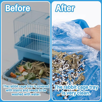 Clear Plastic Disposable Cage Liner - 20PCS Rabbit Litter Box Liners Waterproof Elastic-Edged Universal Small Animal Cage Liner Bag for Bunny Bird Hamster Hedgehog Guinea Pig (19.6x27.5inch)