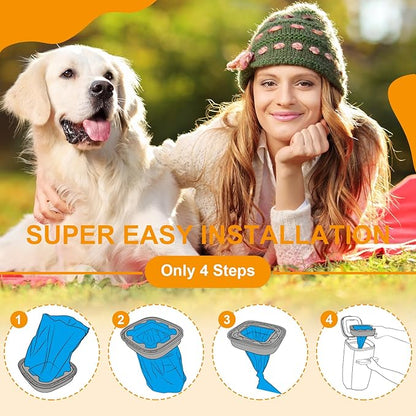 2 IN 1 Genie Refill Bags for Dog Cat 4 Pack - Total 112FT Lasts Up to 16 Months - Superior Odor Control for Dog Poop Cat Litter Bags - Pet Waste Refill Bags Fits Pet Genie and Litter Genie Pails