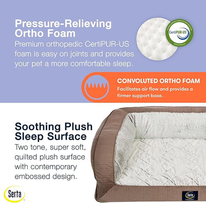 Serta Orthopedic Quilted Couch Dog Bed for Pets – Chocolate Brown (X-Large)