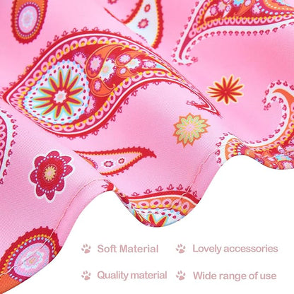 30 Pcs Paisley Bandanas for Dog Polyester Print One Side Bandana Bulk for Small Medium Dogs Breed Reversible Stitch Bandana Grooming M