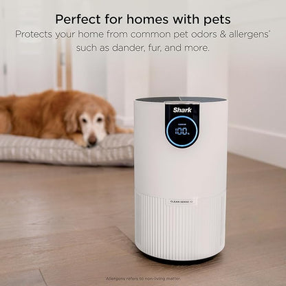 Shark HP132 Clean Sense Air Purifier with Odor Neutralizer Technology, HEPA Filter, 500 sq. ft., Small Room, Bedroom, Office, Captures 99.98% of Particles, Dust, Smoke & Allergens, Portable, White