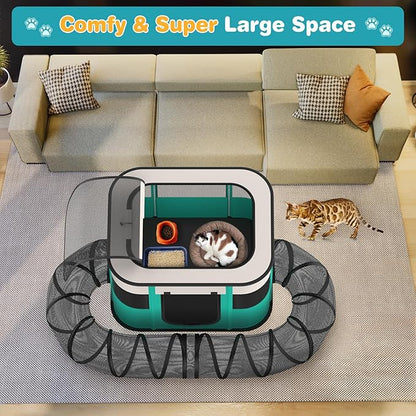 Upgrade Outdoor Cat Enclosure, Outdoor Cat Playpen Enclosed, Portable Catio Cat Tent with Tunnel for Indoor Cats Small Animals and Puppy