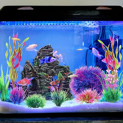 10pcs Aquarium Artificial Plastic Plants Decorations and Rock Cave Decor Set, Fish Tank Accessories Small Large Fish Bowl Ornaments Set