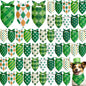 Weewooday 50 Pcs St Patricks Day Bandanas Bulk for Dogs Adjustable Irish Shamrocks Clover Green Plaid Triangle Soft Bibs Puppy Bandana for Small Medium Large Cat Pet Costume(25.6 x 17.7 x 17.7 Inch)