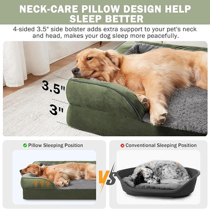 INVENHO Orthopedic Dog Bed for Extra Large Dogs, XXL Egg-Crate Foam Dog Couch with Washable Removable Cover, Waterproof Lining and Nonskid Bottom