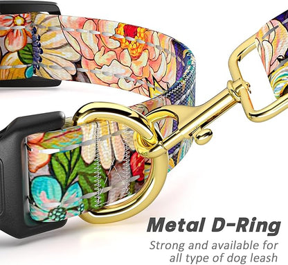 Reflective Dog Collar for Small Dogs, Cute Boho Adjustable Heavy-Duty Nylon Puppy Collar for Boy and Girl Female, Soft Pet Accessories with Quick Release Buckle, Colorful Mandala