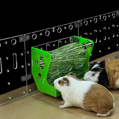 GuineaLoft™ Custom 2-in-1 Hay & Food Feeder - Multiple Colors Options for Guinea Pigs, Rabbits, and Chinchillas – No- Waste Hay Rack with Dual-Compartment Bowl, Easy Cage Mount, Space-Saving Design