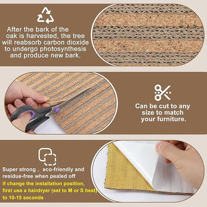 Natural Cork-Cat Scratcher Mat-Cat Scratch Pad Rug-cat Couch Protector-Wall Scratchers for Indoor Kitten Scratching&Stretching-Scratch Furniture Protector for Post&Sofas&Carpets&Floor-Kitty Gifts