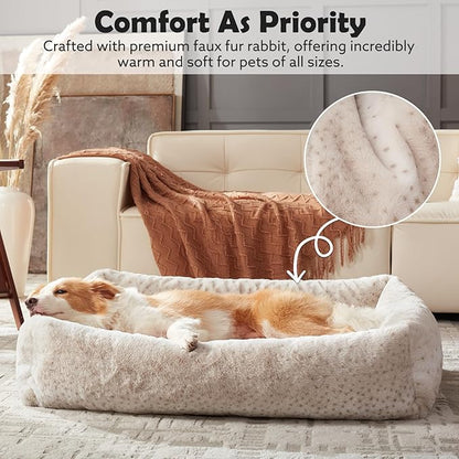 JOEJOY Dog Bed Medium Size Dog, Washable Orthopedic Premium Soft Corduroy Fleece Pet Bed with Removable Zipper Cover, Cute Calming Puppy Bed with Non Skid Bottom
