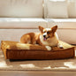 FUKUMARU 5.5-Inch Thick Dog Bed Mat, Washable Cat Bed with Waterproof Lining, Orthopedic Dog Beds for Senior Dogs, Cozy Flat Dog Kennel Bed for Crate, Non-Slip Pet Pillow Bed, Orange