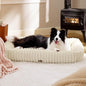 Bedsure ComfyFleece™ Cute Dog Bed for Extra Large Dogs - Washable Furry XL Pet Beds, Rectangle Orthopedic Corduroy Fleece Pet Beds with Removable Zipper Cover, 43x30x8inches, Cream