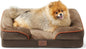 Bedsure Orthopedic Dog Beds for Small Dogs - Washable Small Dog Cat Bed Waterproof, Comfort Pet Couch Sofa with Washable Removable Cover, Pets Bed with Nonskid Bottom, Brown, 24"