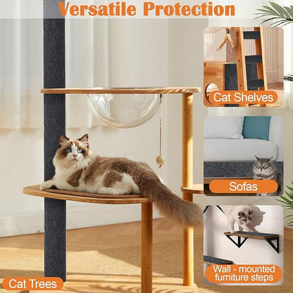 Cat Scratch Furniture Protector - 100" x 13.8" Trimmable Self-Adhesive Cats Claws Scratch Pads, DIY Cat Climbing Couch Protector for Scratch Post Cat Tree Replacement Indoor (Dark Gray)