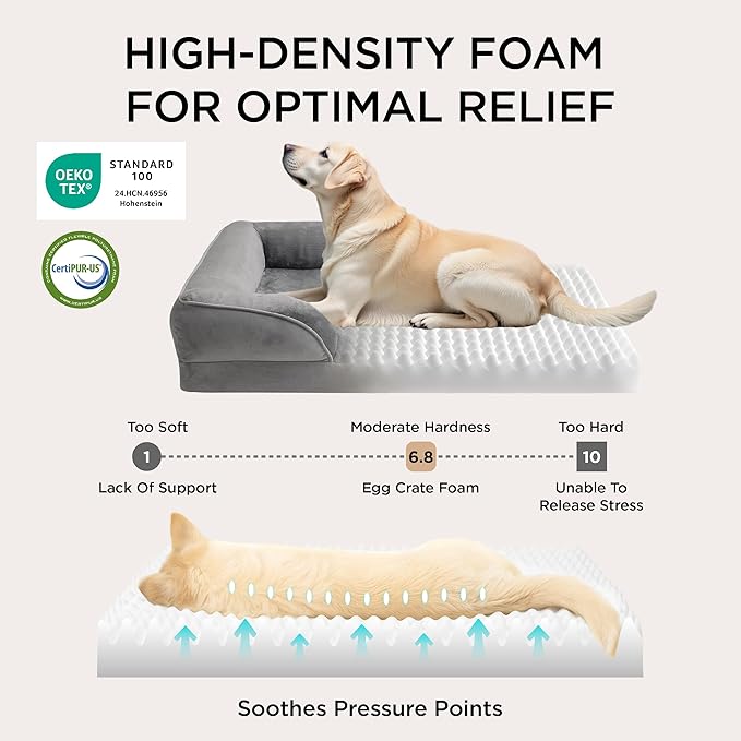 Bedsure L Plus Orthopedic Dog Bed for Large Dogs - Washable Dog Cat Bed Waterproof, L Plus Big Comfort Dogs Couch Sofa with Washable Removable Cover, Pet Bed with Nonskid Bottom, Lavender, 38"