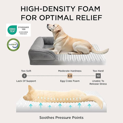 Bedsure Orthopedic Dog Bed Medium Size Dogs - Washable Medium Dog Cat Bed Waterproof, Comfort Pet Couch Sofa with Washable Removable Cover, Pets Bed with Nonskid Bottom, Ember Clay, 28"