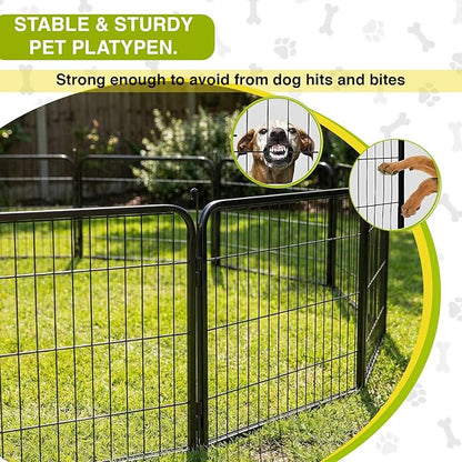BestPet Dog Playpen 24 Inch 16 Panels Heavy Duty Metal Pet Exercise Pen Indoor Outdoor Fence Panels Anti-Skid Expandable Design