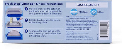 Fresh Step Jumbo Drawstring Cat Litter Box Liners, Unscented Heavy Duty Kitty Litter Bags for X-Large Oval or Rectangle Pans, Helps Contain Mess, Easy Lift Out Cleanup, 36 x 19 in, 7 Count